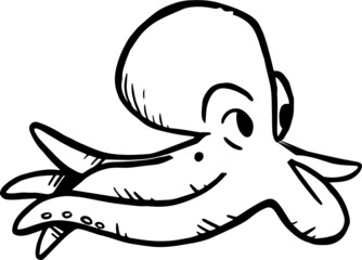 Happy little monster waving cartoon illustration