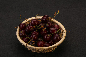 Sweet cherry in the basket