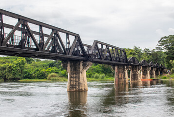 Fototapeta na wymiar Kwai River Bridge in Kanchanaburi Thailand Asia