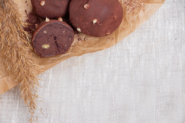 Potato dessert on cloth and hemp