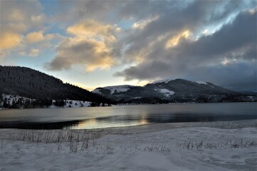 sunset over the lake