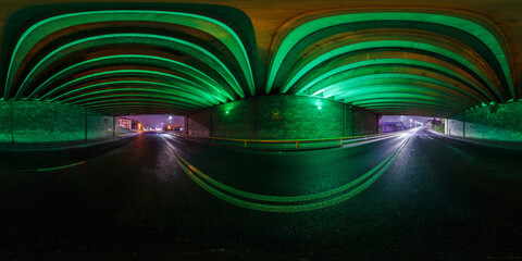 full seamless spherical hdri panorama 360 degrees angle view on no traffic highway inside tunnel...