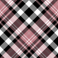 Seamless pattern in black, white, discreet pink colors for plaid, fabric, textile, clothes, tablecloth and other things. Vector image. 2