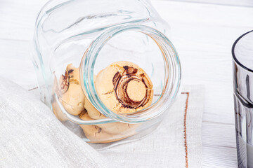 Champignon cookies with a transparent glass