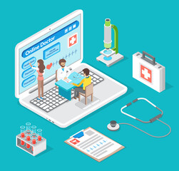 Health and medical consultation application. Online medical consultation with doctor and medical workers, healthcare and modern technology concept. Patient consulting with doctor using a mobile app
