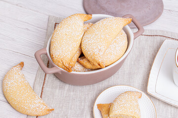 Banana cookies with cottage cheese on the kitchen table