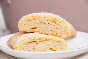 Banana cookies with cottage cheese on the kitchen table
