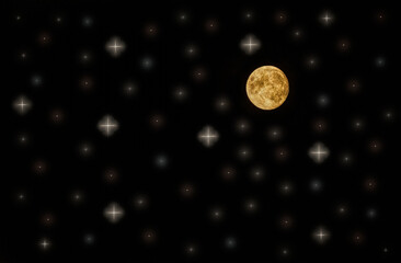 Full moon in the starry night sky	