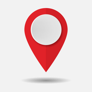 Red Map Pin Isolated Icon On White Background. Vector Illustration.