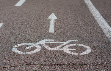 Bicycle road sign in a city park