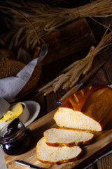 white bread with butter and delicious jam