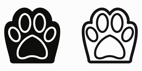 Animal paw icon. Goods for pets. Illustration of dogs. Vector icon.