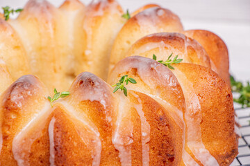 lemon cupcake with ginger on wood background