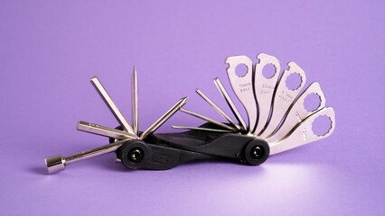 Bike multi tool. Bike repair tool kit. Bicycle bike portable mini multitool repair tools on a...