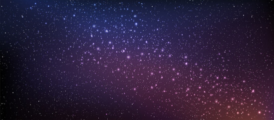 Beautiful milky way galaxy background with nebula cosmos. Stardust in deep universe and bright shining stars in universe. Vector illustration.