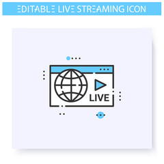 Web streaming line icon. Online video stream. Blogging and broadcasting. Internet broadcast, content, commercial video. Isolated vector illustration. Editable stroke 