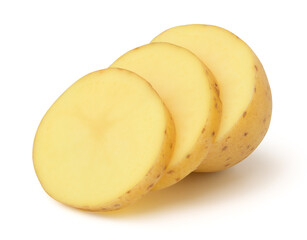 Potato slices isolated on white background,with clipping path.
