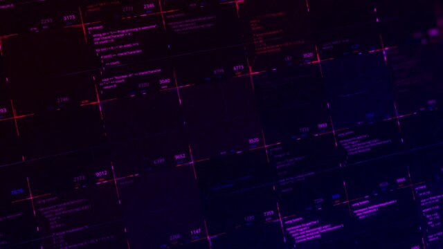 Hacker stealing data, abstract digital data on black screen background. Animation. Concept of cyber security of the system under attack, computer screen with hacking process.