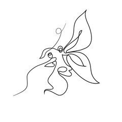 vector illustration of flower Khari bulbul, single line art, symbol of Karabakh