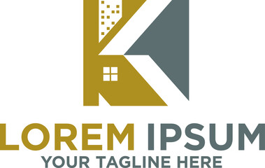 Letter K house building logo