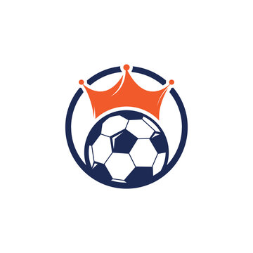 Soccer king vector logo design. Football and crown icon design.