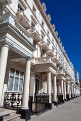Regency Georgian terraced town house homes and apartments in Kensington London England UK  which area popular travel destination tourist attraction landmark of the city, stock photo image