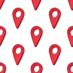 Map pin icon seamless pattern. Navigation, pointer, location, map, gps, direction, place, compass, contact, search concept. Minimalism concept. 3d illustration 3D render