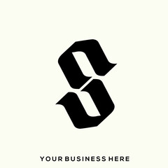 Letter S logo.Minimalist lettering icon.Alphabet initial isolated on light background.Modern, geometric style character.Bold sign.Abstract shape.