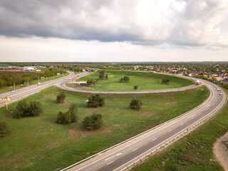 Rostov-on-Don. M4 highway. Bataysk. Russia 05/05/2020. Aerial drone shot of the highway.