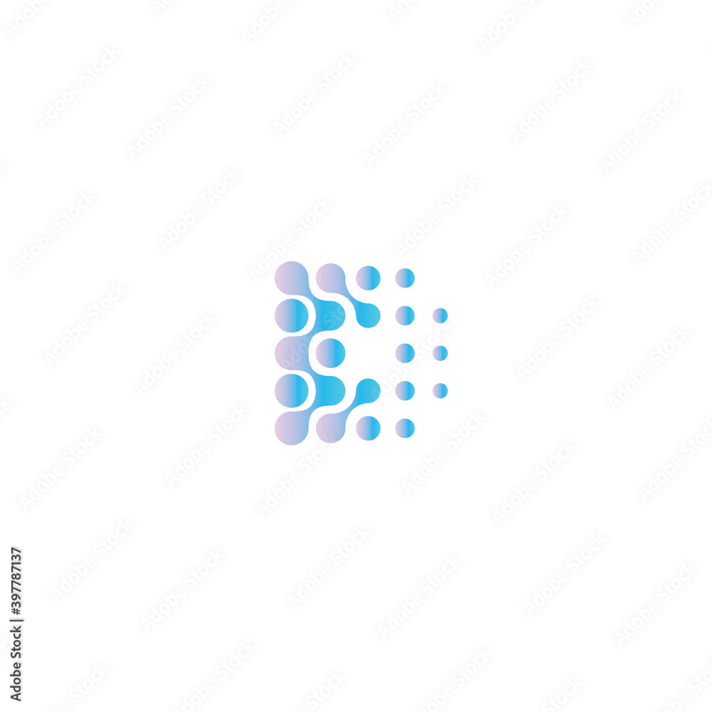 Poster dotted letter d, abstract style vector logo concept. digital innovation technology, isolated icon on