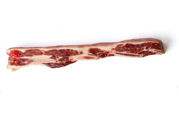 frozen beef ribs isolated on white background