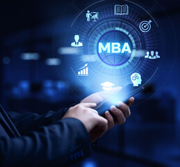 MBA Master of business administration education personal development concept.