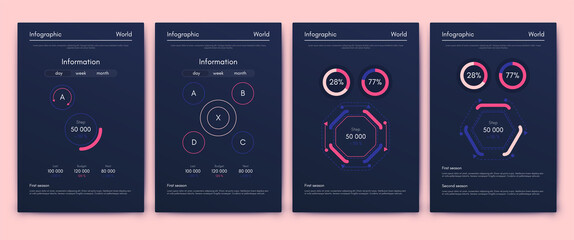 Naklejka premium Modern infographic vector elements for business brochures. Use in website, corporate brochure, advertising and marketing..