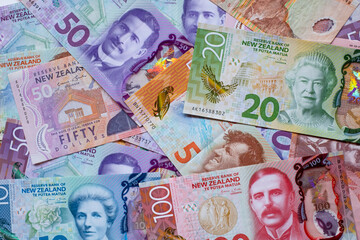 New Zealand banknotes background.