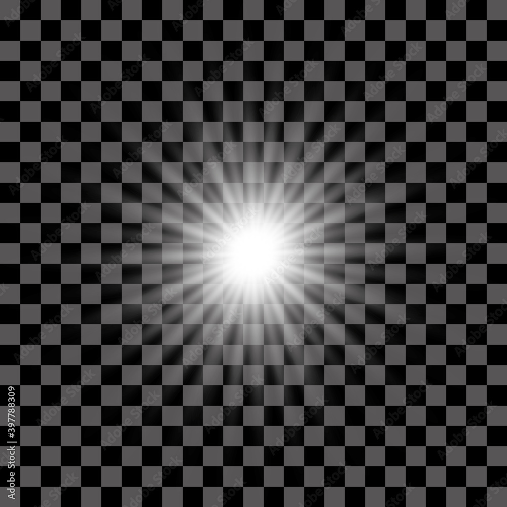 Wall mural white beautiful light explodes with a transparent explosion. vector, bright illustration for perfect