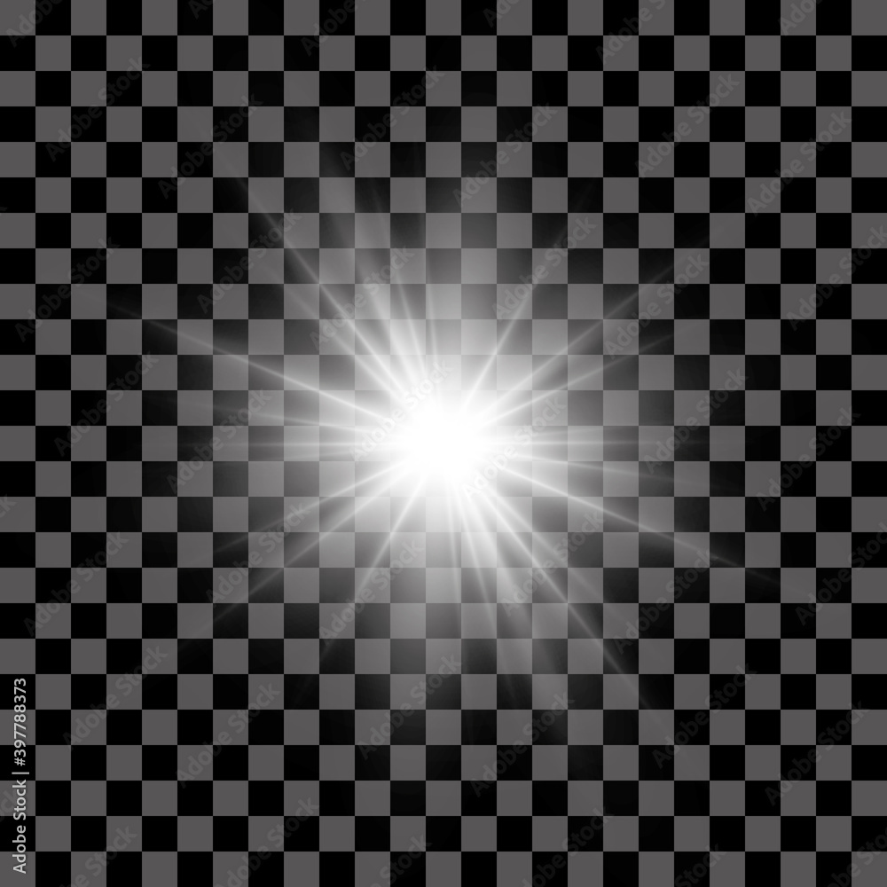 Wall mural white beautiful light explodes with a transparent explosion. vector, bright illustration for perfect