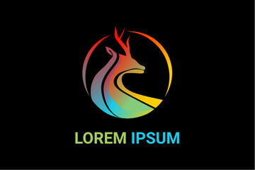 Deer logo gradient. Modern animal concept