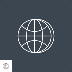Globe Related Vector Line Icon. Isolated on Black Background. Editable Stroke.