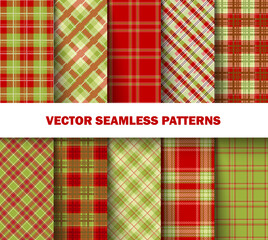 Tartan patterns in green and red colors