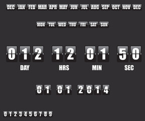Countdown Timer and Date on black background