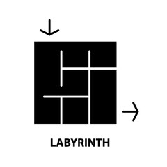labyrinth icon, black vector sign with editable strokes, concept illustration