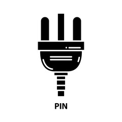pin icon, black vector sign with editable strokes, concept illustration
