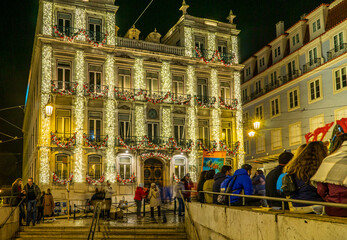 New Year lights, Lisbon, Portugal
