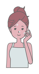 ニキビに薬を塗った女性のイラスト