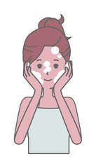 泡洗顔をする女性のイラスト
