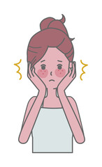 肌荒れにショックを受ける女性のイラスト