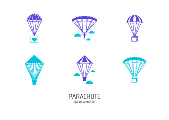 Parachute - vector icons set.