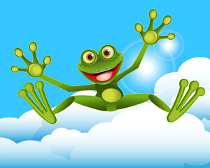 Stock Illustration of a Green Frog Jumping