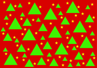 Eine weihnachtliche Illustration mit gr&uuml;nen Tannen und gelben Sternen