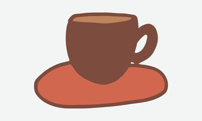 Doodle coffee cup illustration. Simple outline drawing. Morning drink for breakfast. Hand drawn design element